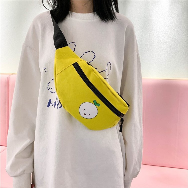 Oxford Fabric Zipper Waist Bag with Stitching Detail - Image 2