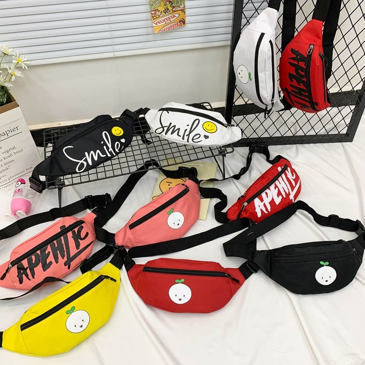 Oxford Fabric Zipper Waist Bag with Stitching Detail