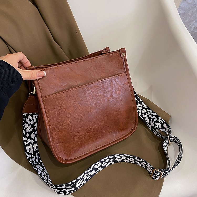 PU Shoulder Bag with Zipper and Stitching Detail - Black,Khaki,Green,Brown - One Size
