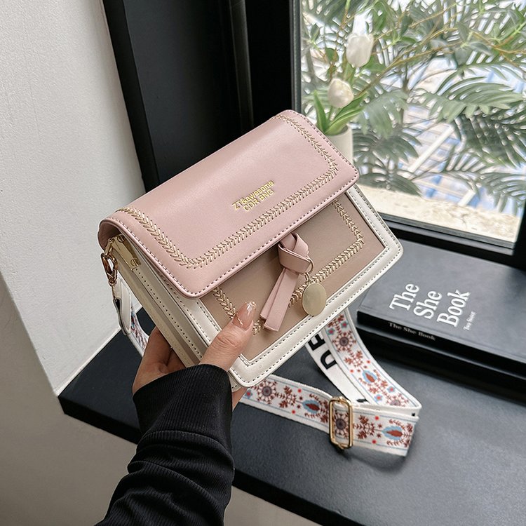 Color Block Small Square Shoulder Bag with Magnetic Closure