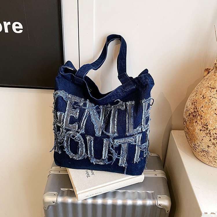 Denim Tote Bag Open Top One Size Shoulder Bag Summer 2025