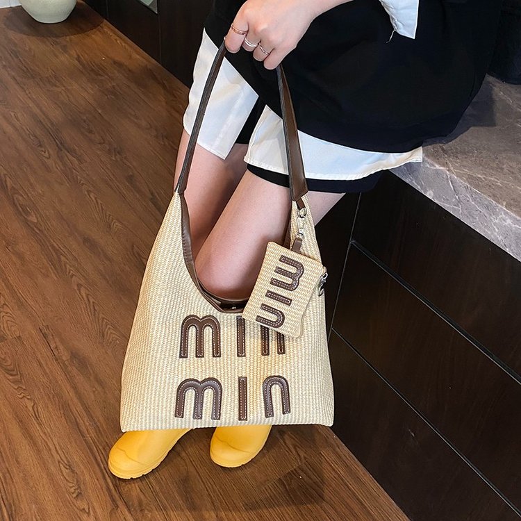 Nylon Tote Shoulder Bag with Lock Closure - Summer 2025 - One Size