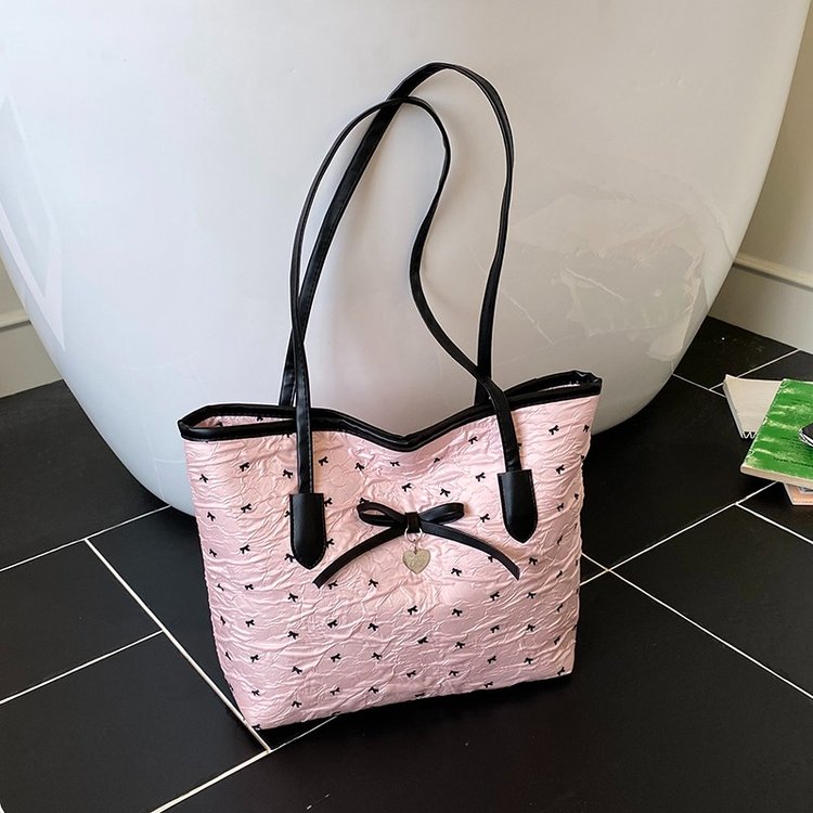 PU Tote Bag with Bow Detail for Daily Use Winter 2025 - Image 3