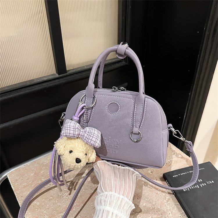 Mixed Material Zip Shoulder Crossbody Handbag with Splicing - Image 2