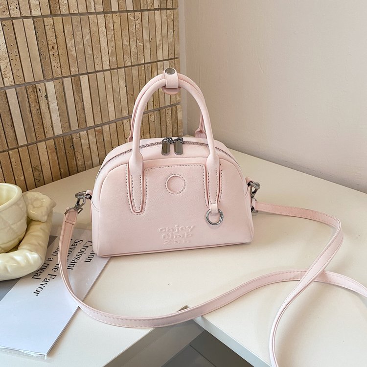 Mixed Material Zip Shoulder Crossbody Handbag with Splicing - Image 3