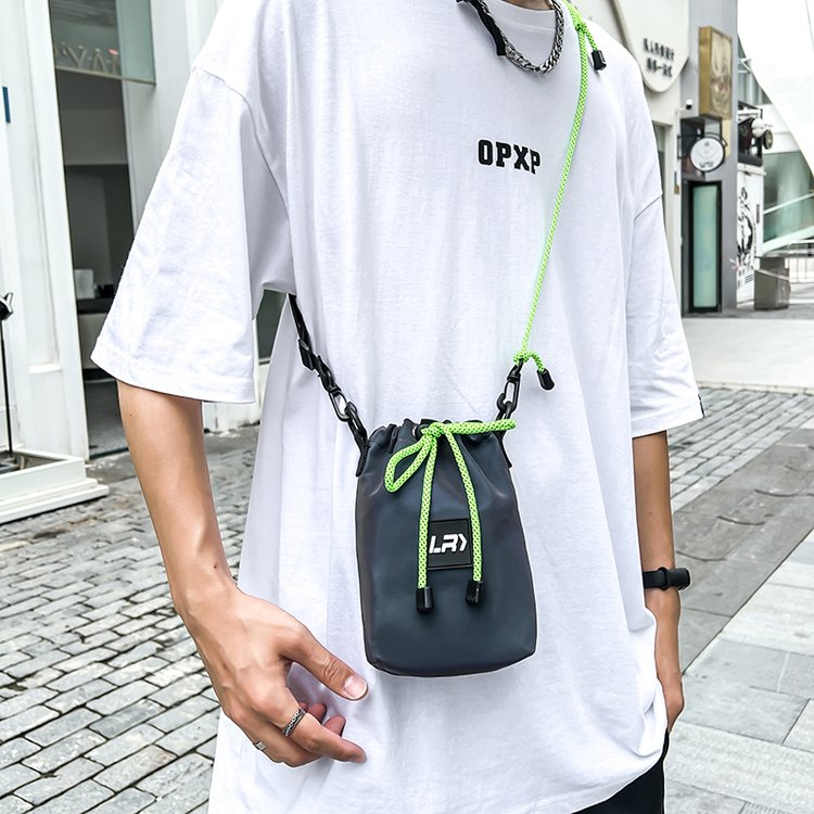 Women's Bucket Bag with Drawstring Closure in Blue - Image 4