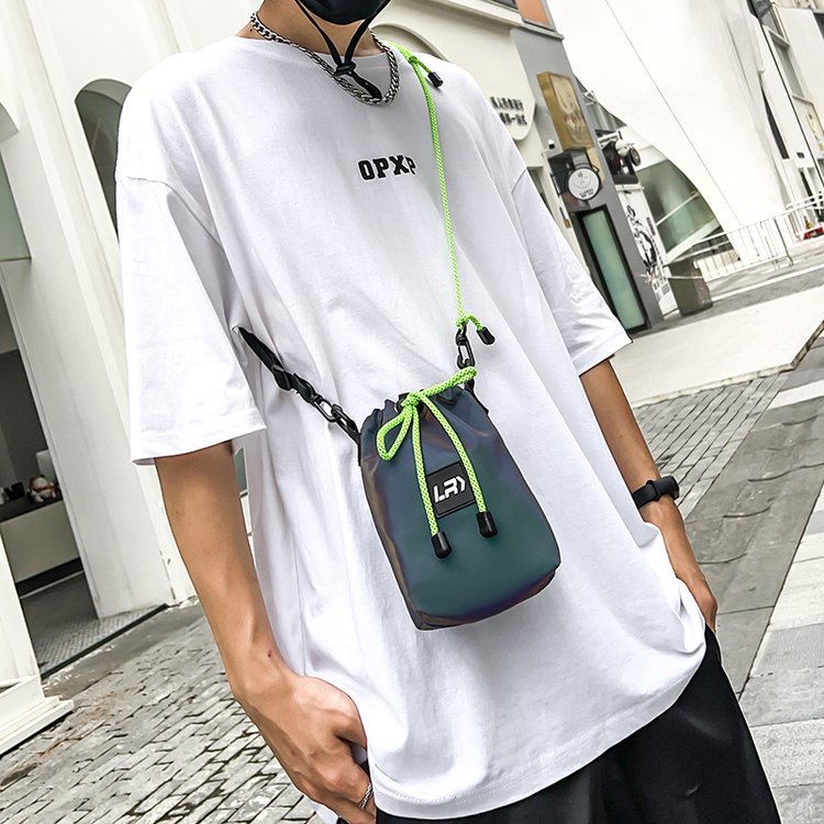 Women's Bucket Bag with Drawstring Closure in Blue - Image 3
