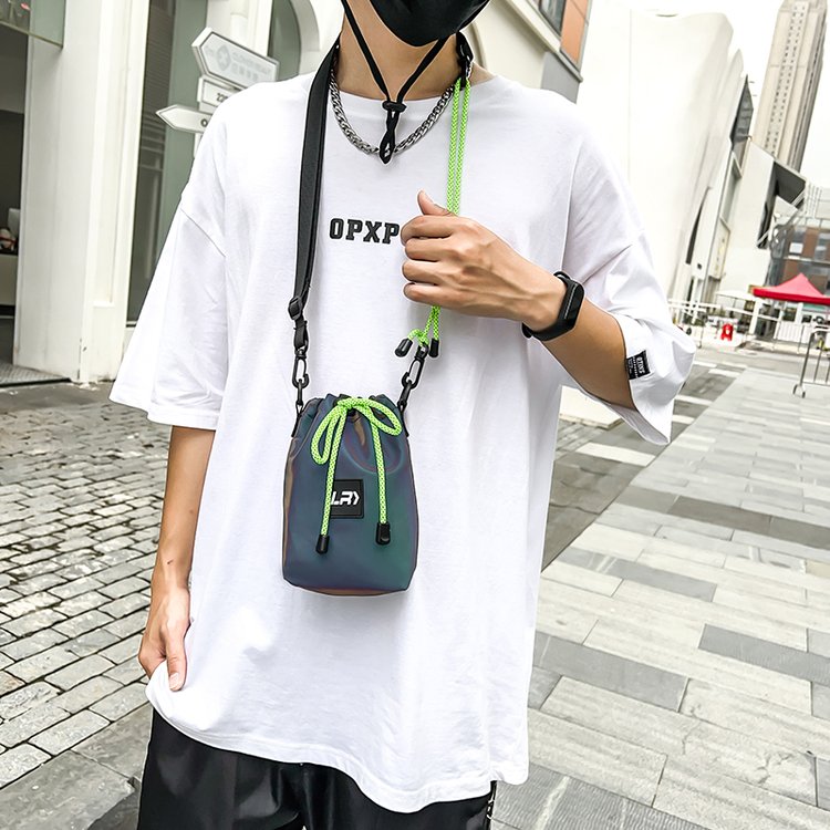 Women's Bucket Bag with Drawstring Closure in Blue - Image 2