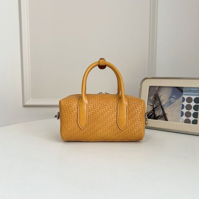 Woven Mixed Material Shoulder Underarm Crossbody Bag with Zipper - Image 2