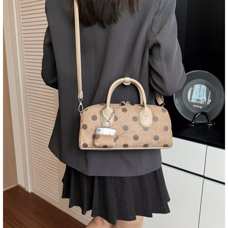 Mixed Material Underarm Shoulder Crossbody Bag with Zipper and Spliced Design - Image 3