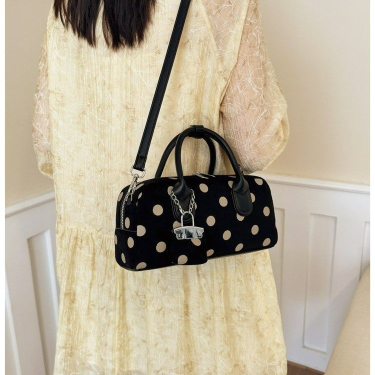 Mixed Material Underarm Shoulder Crossbody Bag with Zipper and Spliced Design - Image 4