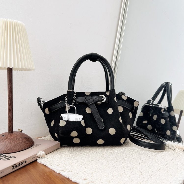 Mixed Material Printed Underarm Shoulder Crossbody Bag with Zipper - Image 4