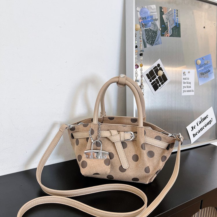 Mixed Material Printed Underarm Shoulder Crossbody Bag with Zipper - Image 3