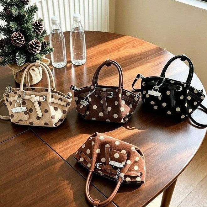 Mixed Material Printed Underarm Shoulder Crossbody Bag with Zipper